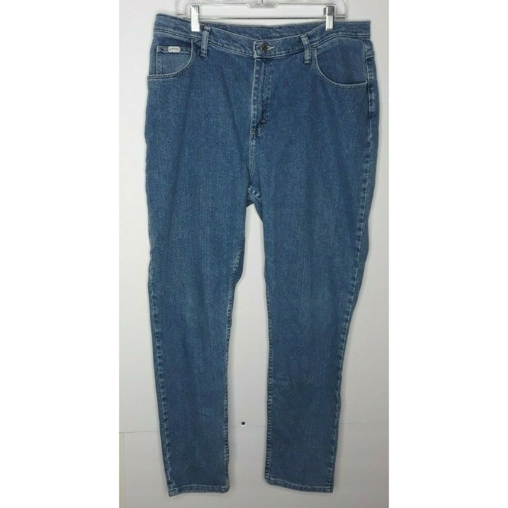 Vtg Denim Riders High Waisted Lee Mom Jeans Size 16W Womens Med Wash Blue Denim